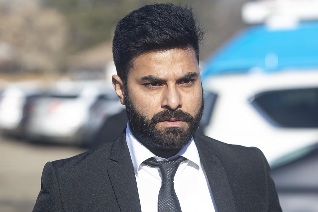 Truck driver Jaskirat Singh Sidhu walks into the Kerry Vickar Centre for his sentencing in Melfort, Sask., on March 22, 2019.