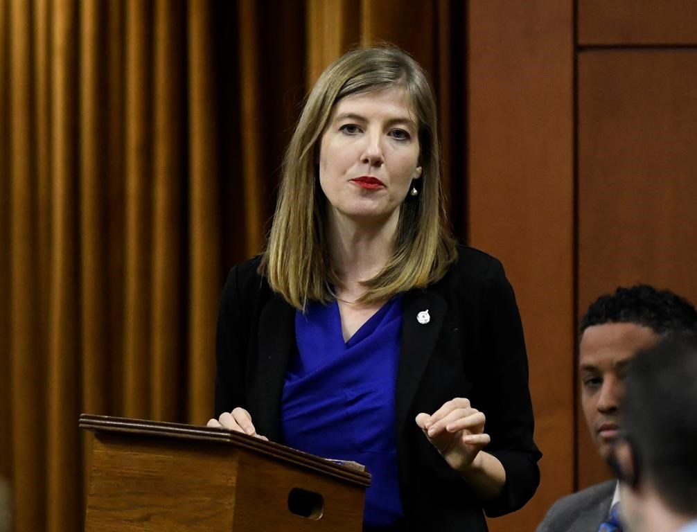 NDP MP Laurel Collins rises during Question Period in the House of Commons on Parliament Hill in Ottawa on February 28, 2020.