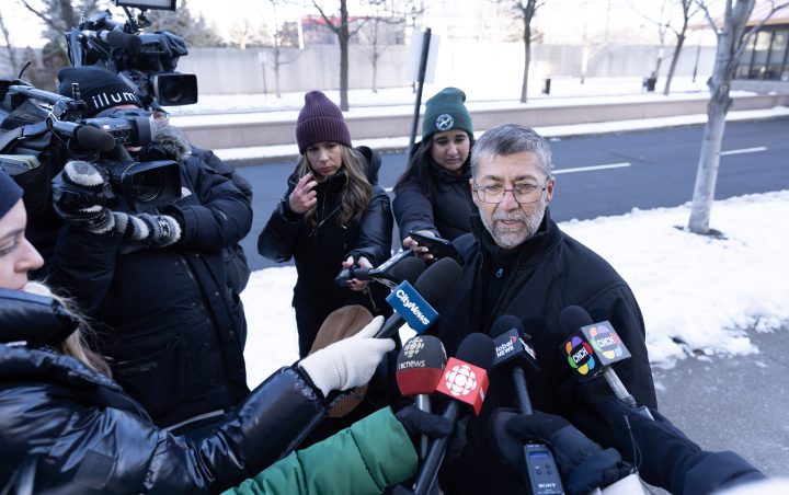 John Santoro, a resident of a condominium building where a shooting took place, speaks to media the day after the incident in Vaughan, Ont., on Monday Dec, 19, 2022.
