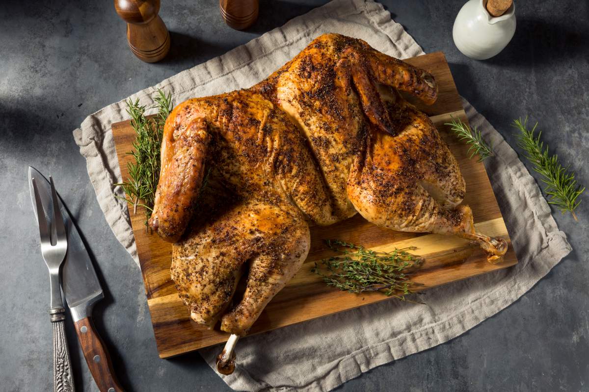 A spatchcocked turkey.