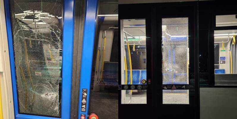 Waterloo regional police say two ION were struck by objects, causing damage to windows.