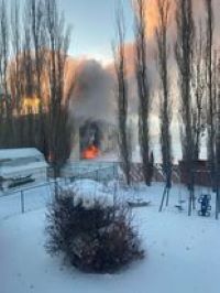 An apartment in Rosthern caught fire Thursday morning, affecting 10 families. Photo courtesy of Marjorie Halili.