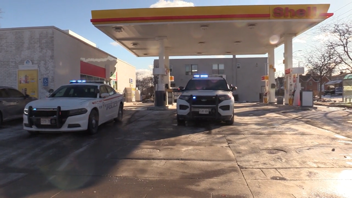 Police at the scene of a stabbing in Whitby on Christmas Day.