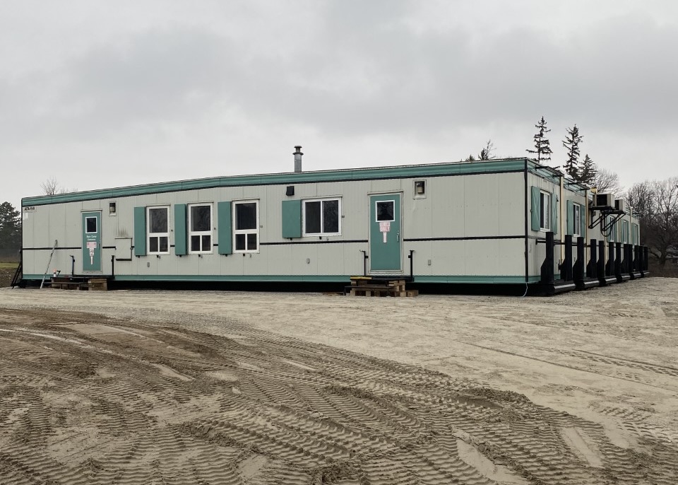Temporary homeless shelter in Barrie, Ont., December 2022.