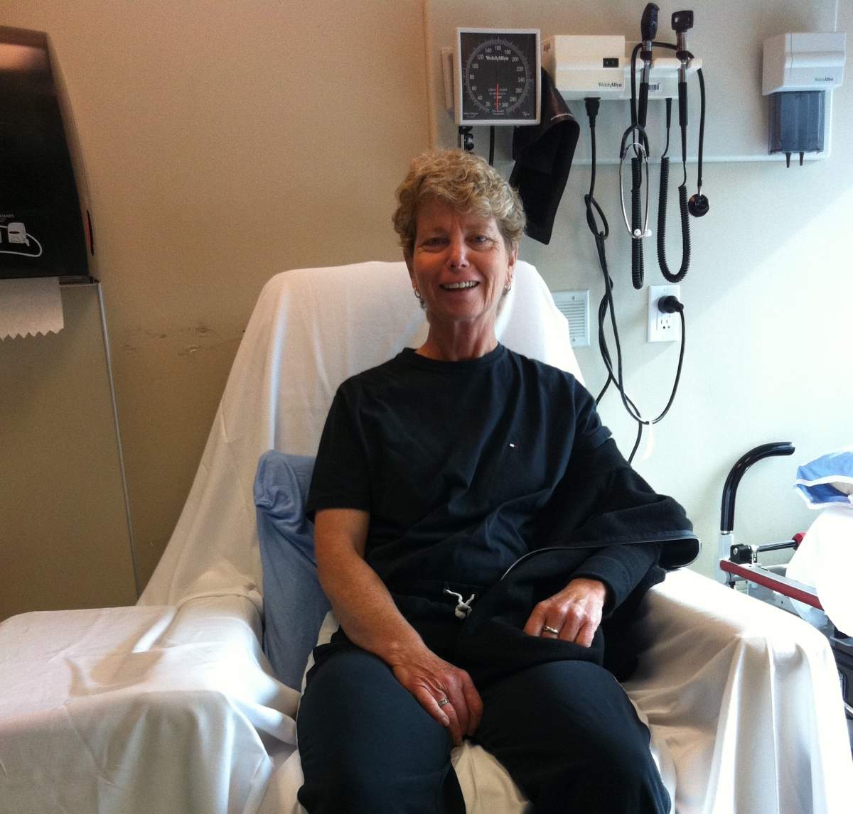 Cathy Burton, 61, in hospital for kidney dialysis.