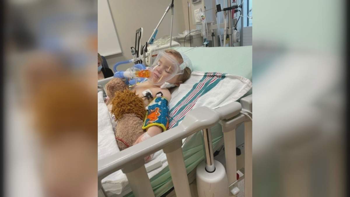 Sullivan Callum in the hospital being treated for the flu.