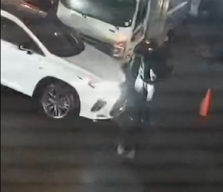 Police are searching for two men who drove a white vehicle.