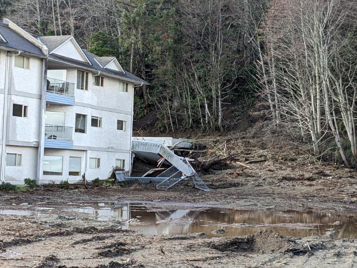The site of a mudslide in Campbell River Tuesday, Jan. 17.