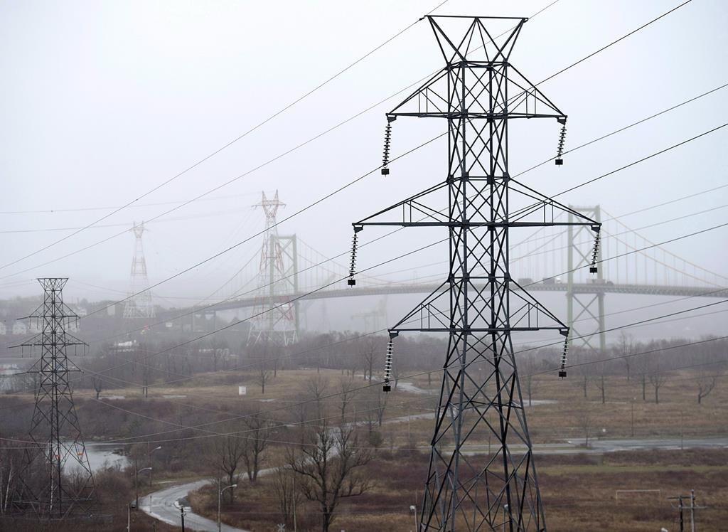 Power lines are seen in Dartmouth, N.S., on Nov. 29, 2018. THE CANADIAN PRESS/Andrew Vaughan.