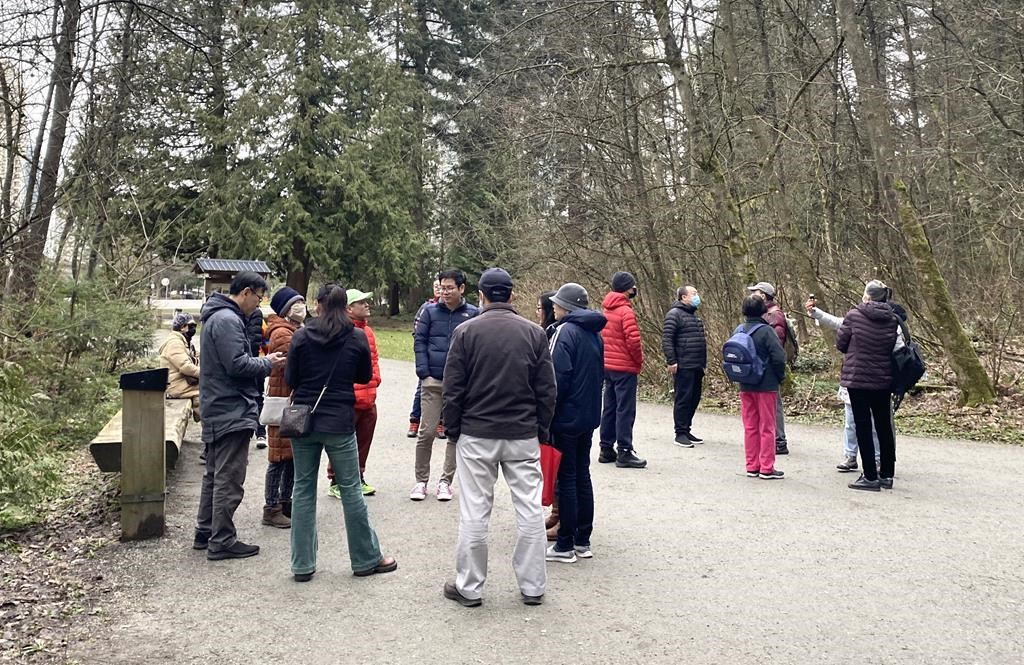 Burnaby's Central Park in Burnaby, B.C., is transformed into a matchmaking corner on weekends, where Chinese-speaking parents gather to find a mate for their single children, as seen here on Feb. 11, 2023. THE CANADIAN PRESS/Nono Shen.