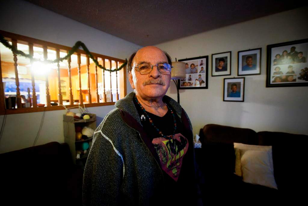 Eddy Ambrose, a Manitoba man who was switched at birth, is photographed at his home in Winnipeg, Monday, Feb. 13, 2023. Ambrose and Richard Beauvais were switched at birth at a Manitoba hospital in 1955.