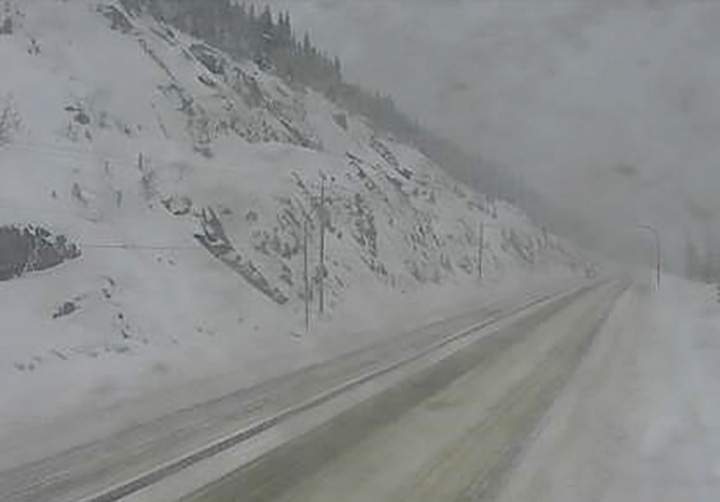 Weather conditions at the summit of the Coquihalla Highway on Tuesday, Feb. 21, 2023.