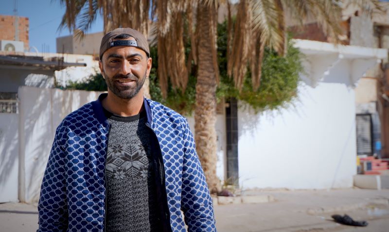 Youssef Hedfi, an Amazigh graffiti artist and painter, visits his hometown in southwestern Tunisia on Tues. Jan. 31, 2023. He now lives in the nation's capital, Tunis.