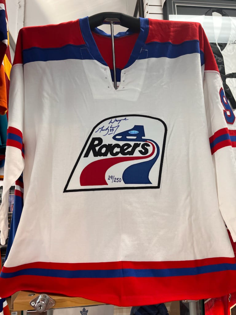 The owners are still compiling a list of stolen items. One of the confirmed pieces of note, is a signed and numbered Wayne Gretzky “Racers” hockey jersey described as white with red and blue trim, and is identified as #29/250, valued at $10,000.
