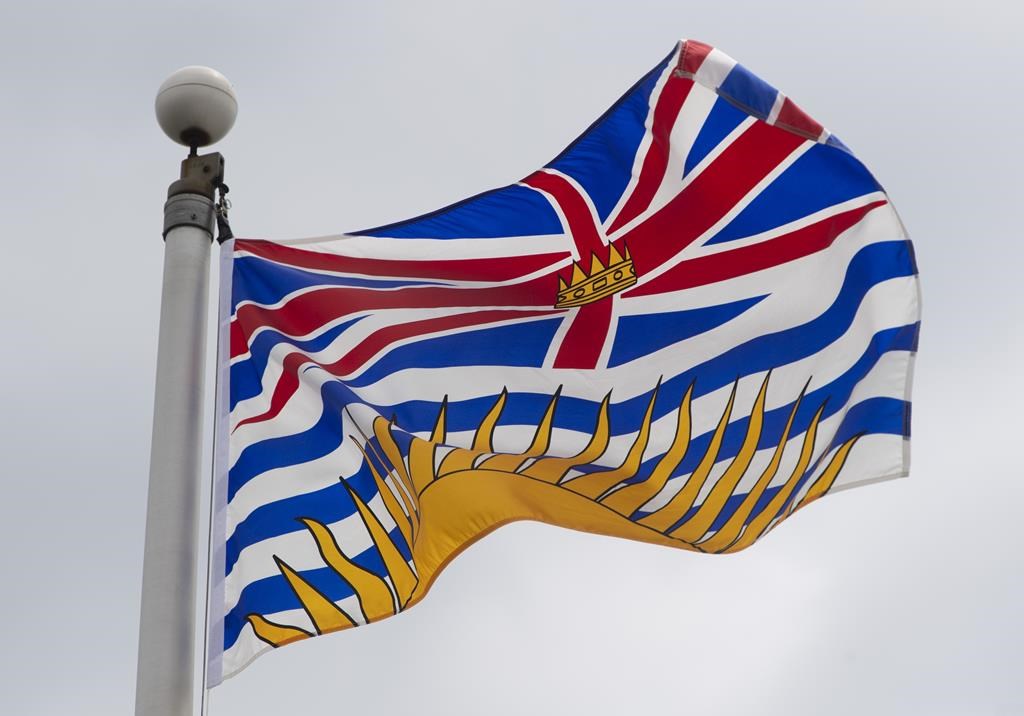 British Columbia's provincial flag flies on a flagpole in Ottawa, Friday July 3, 2020. The B.C. Human Rights Tribunal has ordered that a taxi driver be paid more than $9,000 in compensation because his caste was insulted during a physical altercation at a staff Christmas party. THE CANADIAN PRESS/Adrian Wyld.