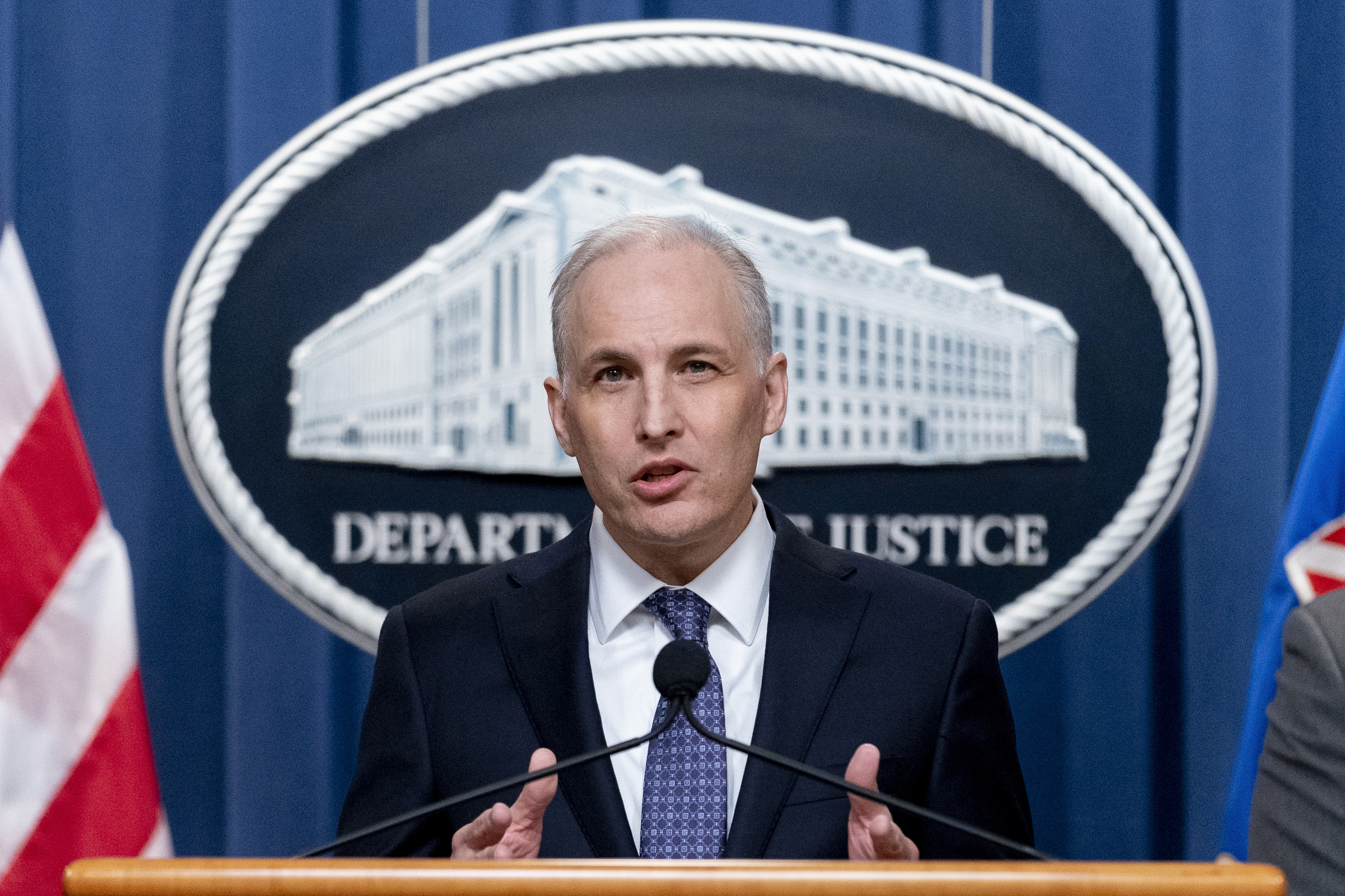 The U.S. Justice Department’s assistant attorney general for national security, Matthew Olsen, said the export plot for which Bader Fakih faces charges had jeopardized the U.S. and nations targeted by Iran. (AP Photo/Andrew Harnik)