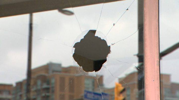 Police say a man threw an object at the window.