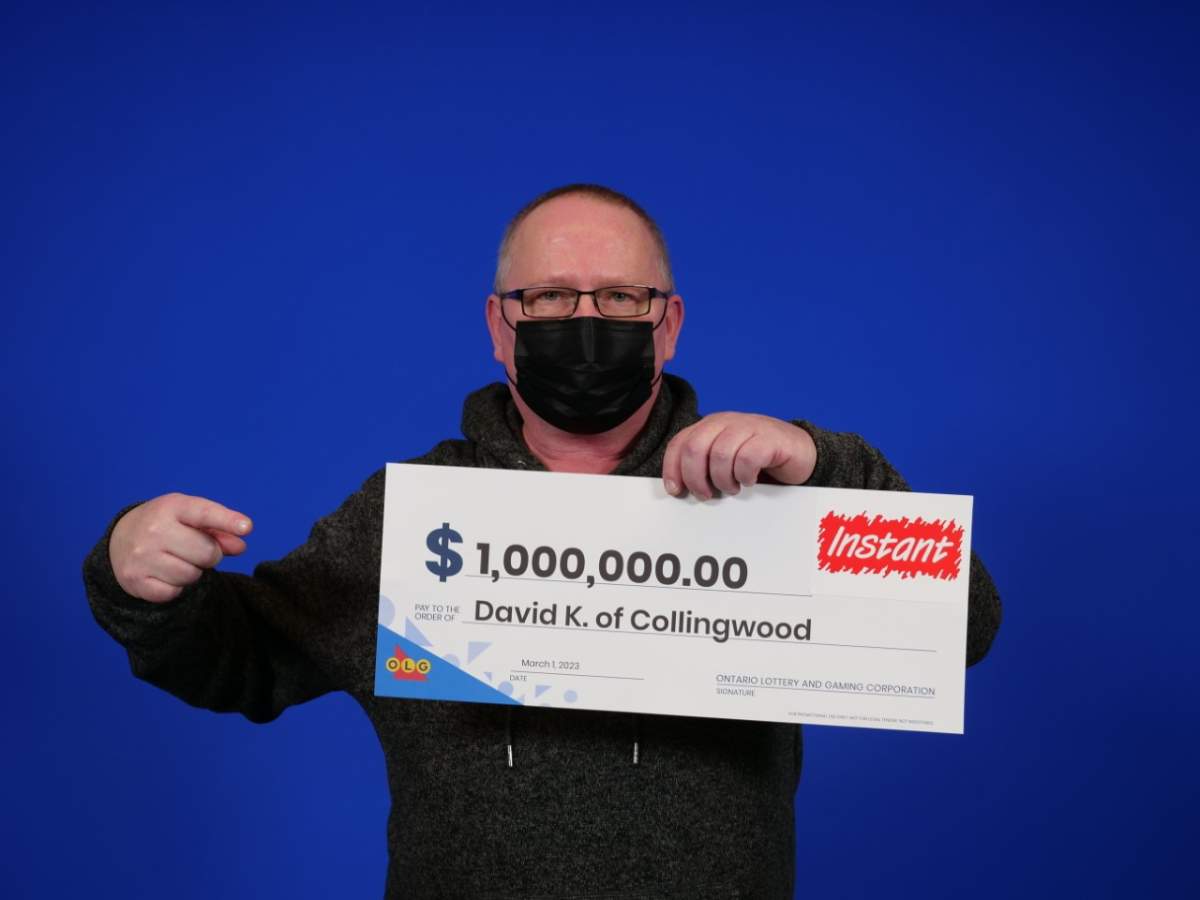 David Kaasalainen of Collingwood is $1 million richer after winning the top prize with an OLG Instant X (Game 2202) scratch ticket.