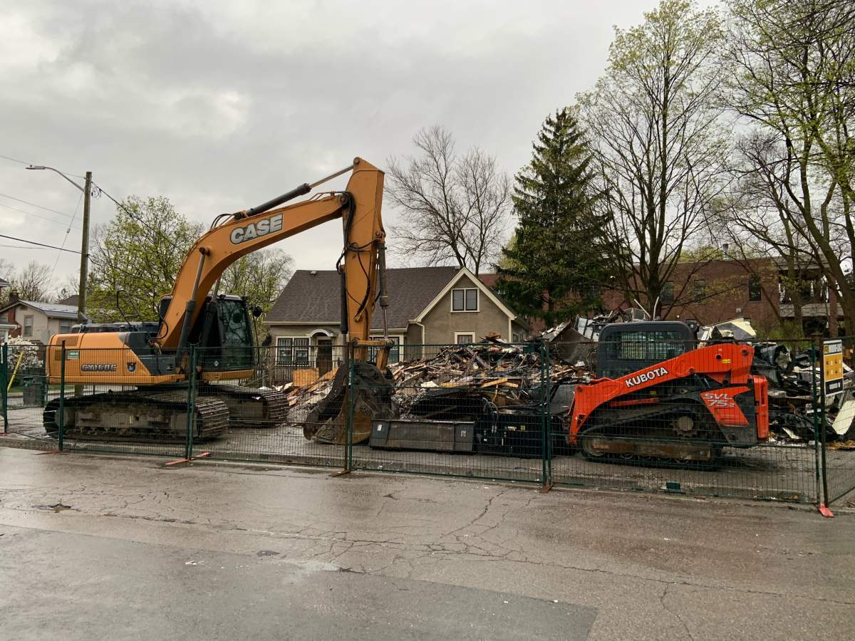 The Black Walnut Bakery Café at 134 Wortley Rd. in London, Ont., was demolished after an overnight fire ripped through the building on Sunday.