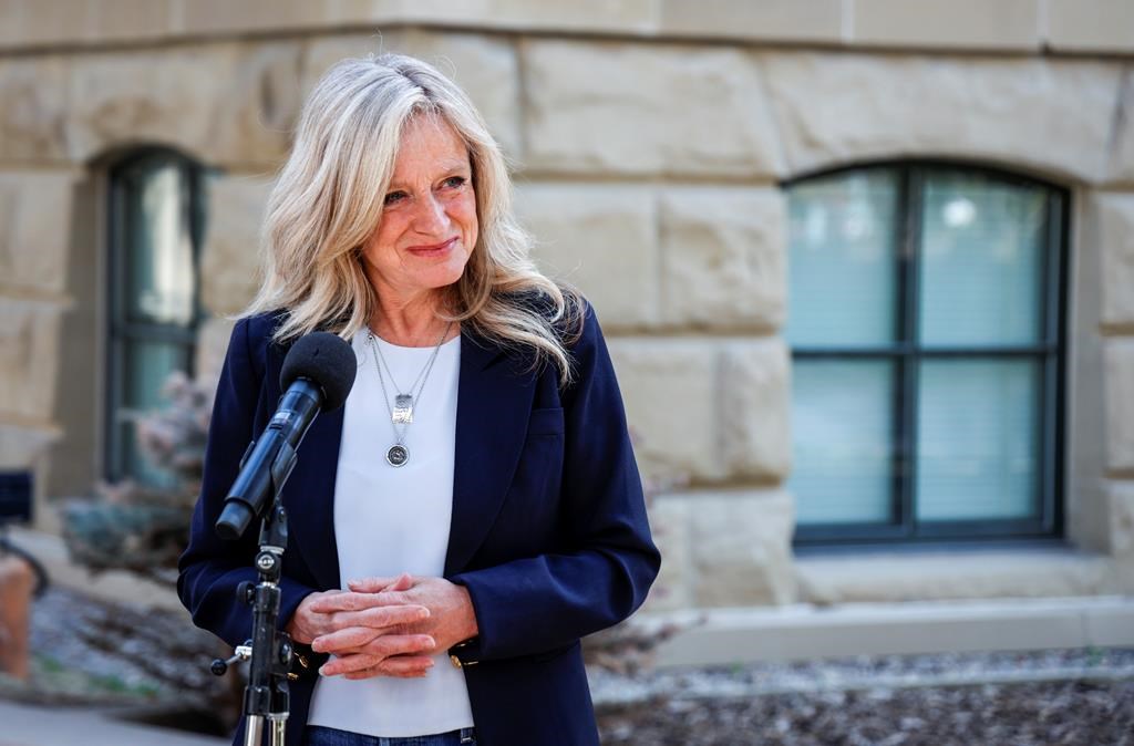 Alberta NDP Leader Rachel Notley makes a campaign announcement in Calgary, Thursday, May 4, 2023. Alberta NDP Leader Rachel Notley has promised to protect pensions and provide additional homecare to seniors if her party wins the provincial election set for May 29. THE CANADIAN PRESS/Jeff McIntosh.