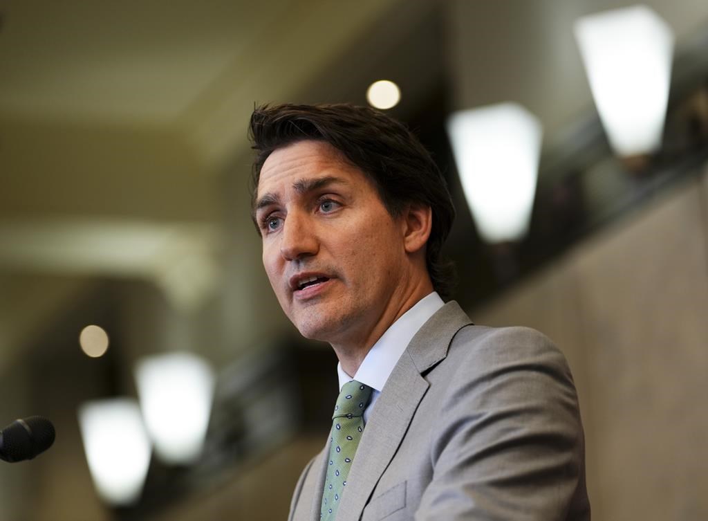 Prime Minister Justin Trudeau holds a press conference on Parliament Hill in Ottawa on Tuesday, May 23, 2023. 