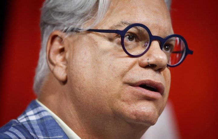 Fred Hahn, President of the Ontario Canadian Union of Public Employees (CUPE), speaks at a press conference at Queen's Park in Toronto on July 16, 2018. 