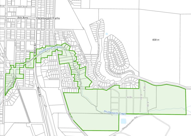 A map showing the evacuation alert for Okanagan Falls, B.C., that was rescinded on Friday.