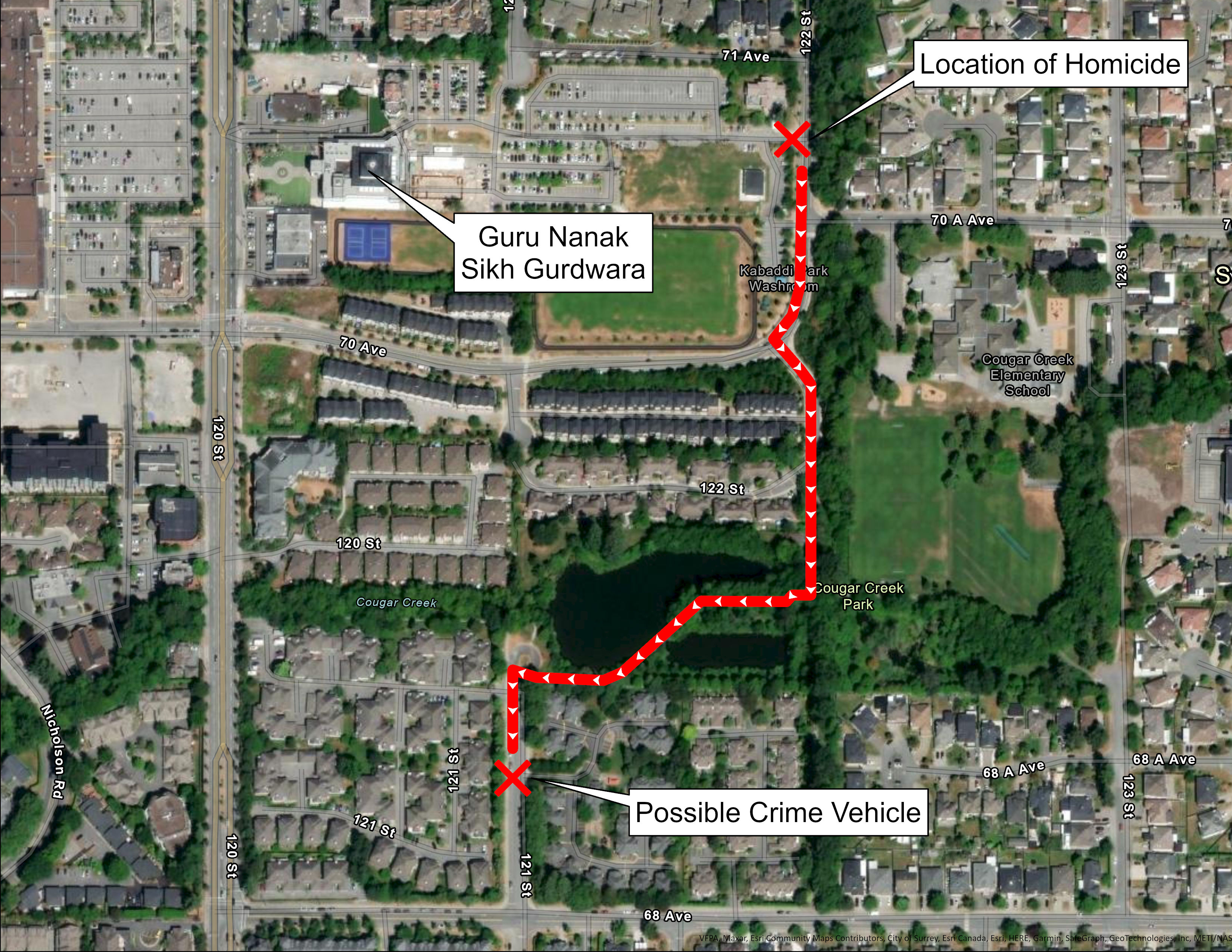 Escape route allegedly used by Hardeep Singh Nijjar's killers.