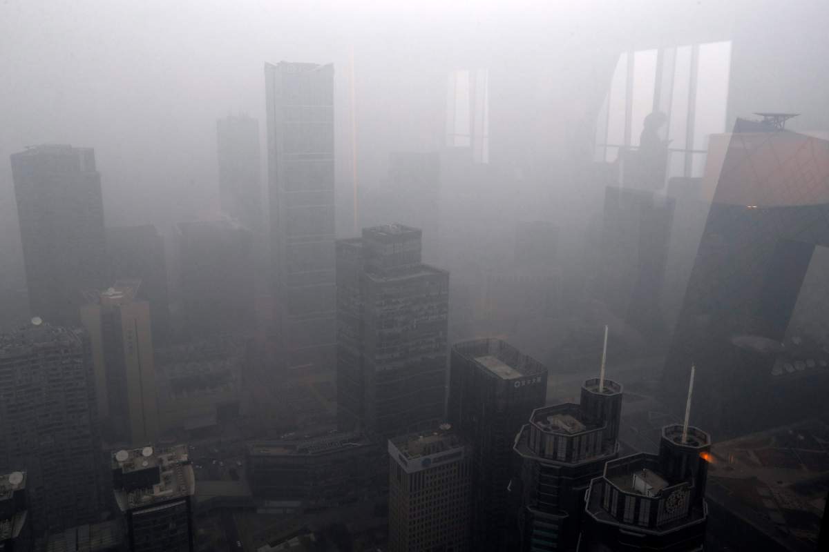 Smog hangs over Beijing.