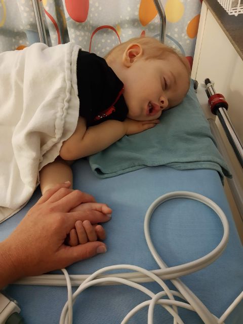 Ezra at Toronto Hospital for Sick Kids where he underwent a bone marrow transplant, chemotherapy and over two dozen blood transfusions.