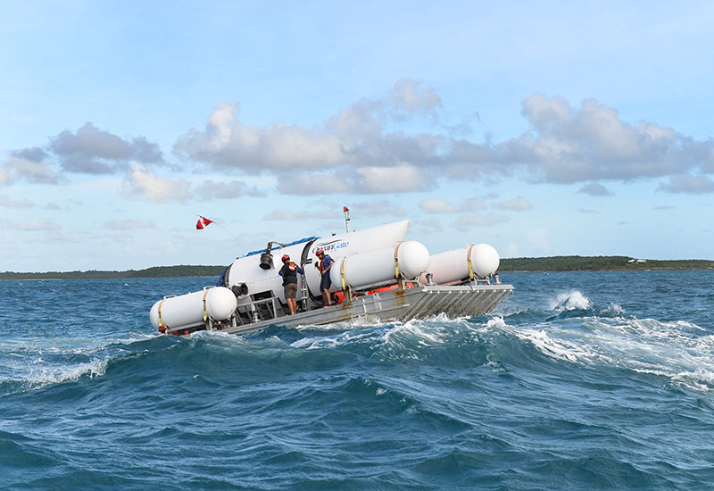 The Titan travels rough waters to get to a previous dive location.
