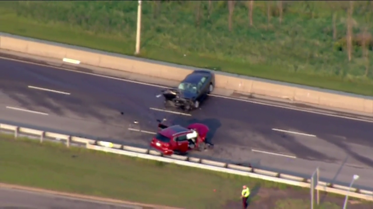 A vehicle travelling north in the southbound lanes of Wayne Gretzky Drive collided with a vehicle heading south early morning Sunday, July 23, 2023.