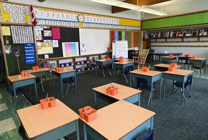 A classroom is shown in Scarborough, Ont., on Monday, September 14, 2020. THE CANADIAN PRESS/Nathan Denette