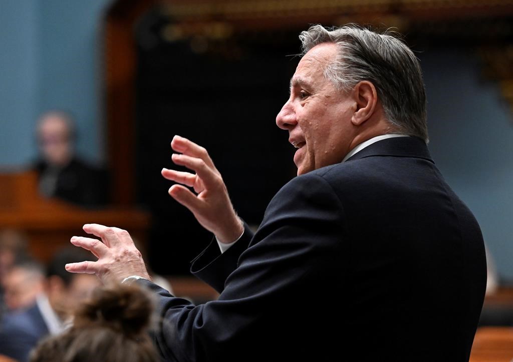 Quebec Premier François Legault is the only Canadian premier invited to attend the United Nations climate summit in New York next week. Legault responds to the Opposition during question period Wednesday, September 13, 2023 at the legislature in Quebec City. 