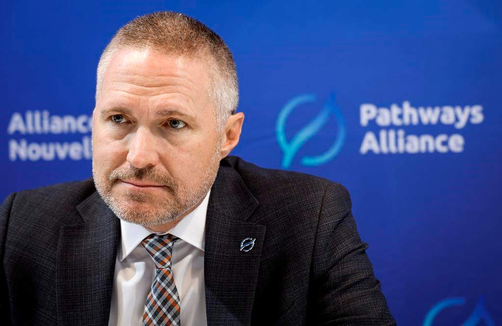 Pathways Alliance CEO Kendall Dilling is interviewed at the World Petroleum Congress in Calgary, Monday, Sept. 18, 2023.