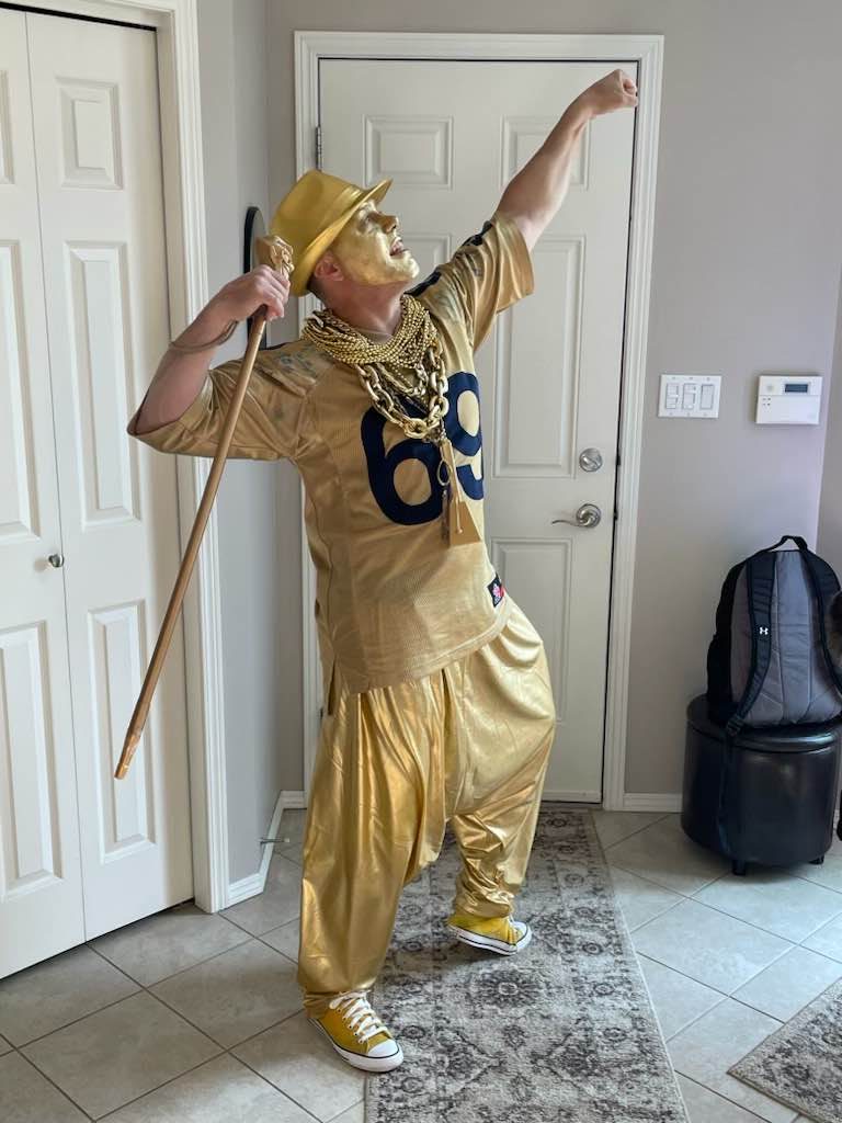 “The Golden Boy” in full regalia.