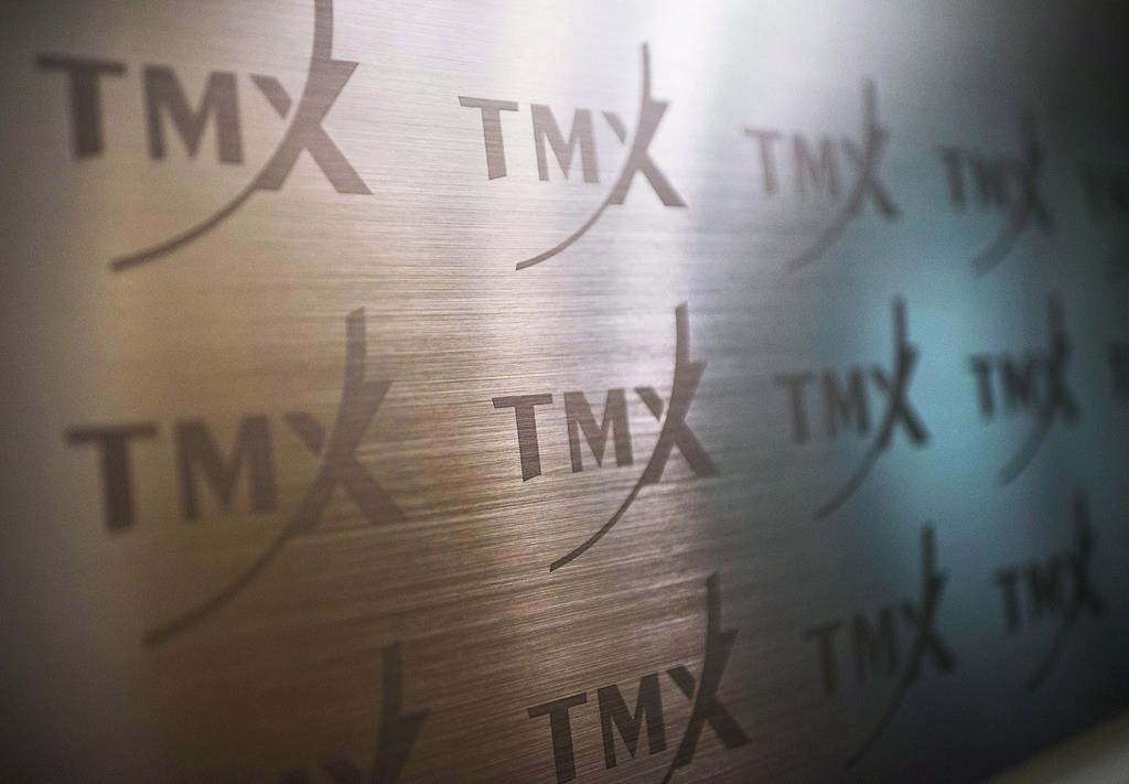 The TMX Group logo, home of the TSX, is shown in Toronto on June 28, 2013. THE CANADIAN PRESS/Aaron Vincent Elkaim.