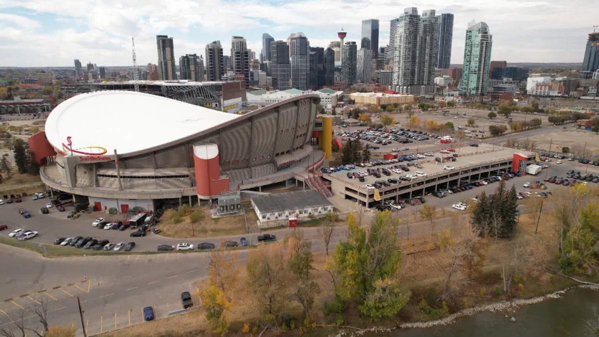 The Saddledome has been a fixture of the Calgary skyline since the early 1980s.