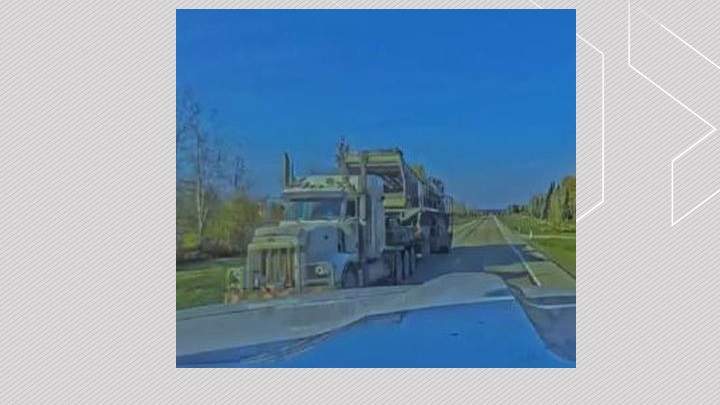 A photo of a semi-truck Alberta RCMP are looking for in connection with their investigation of an incident on Highway 44, near Highway 2 and Township Road 684, on Oct. 1, 2023.
