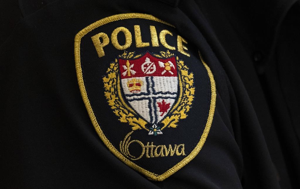 A close-up of an Ottawa Police officer’s badge is seen on Thursday, April 28, 2022 in Ottawa. 