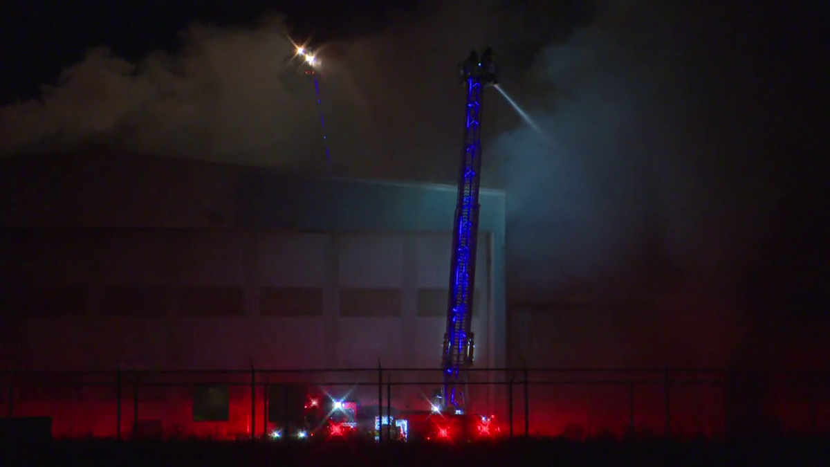 Firefighters battle a blaze in the Blatchford neighbourhood Thursday morning.