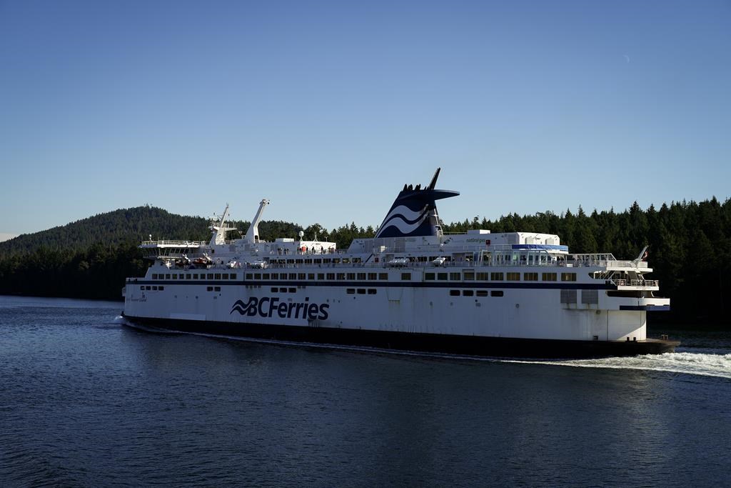 BC Ferries says it's cancelling sailings to and from Prince Rupert until Dec. 28 due an engine issue coupled with forecasted "hurricane-force winds." The BC Ferries vessel Spirit of Vancouver Island passes between Mayne Island and Galiano Island while traveling from Swartz Bay to Tsawwassen, B.C., on Wednesday, Sept. 20, 2023.