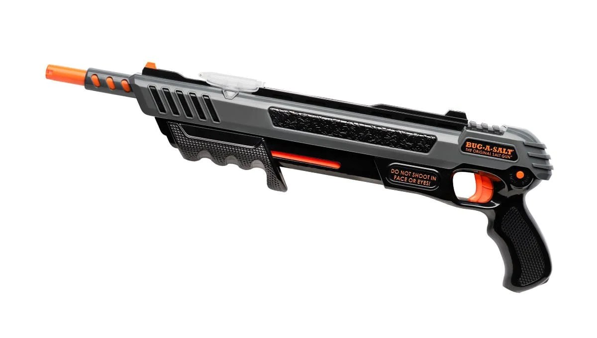 Photo of a BUG-A-SALT gun, which uses regular salt to kill flies and other pests.
