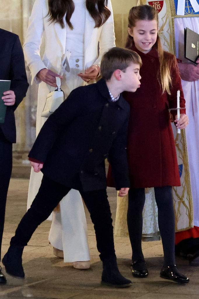 Louis of Wales (L) at the "Together At Christmas" Carol Service" at Westminster Abbey in London on December 8, 2023.