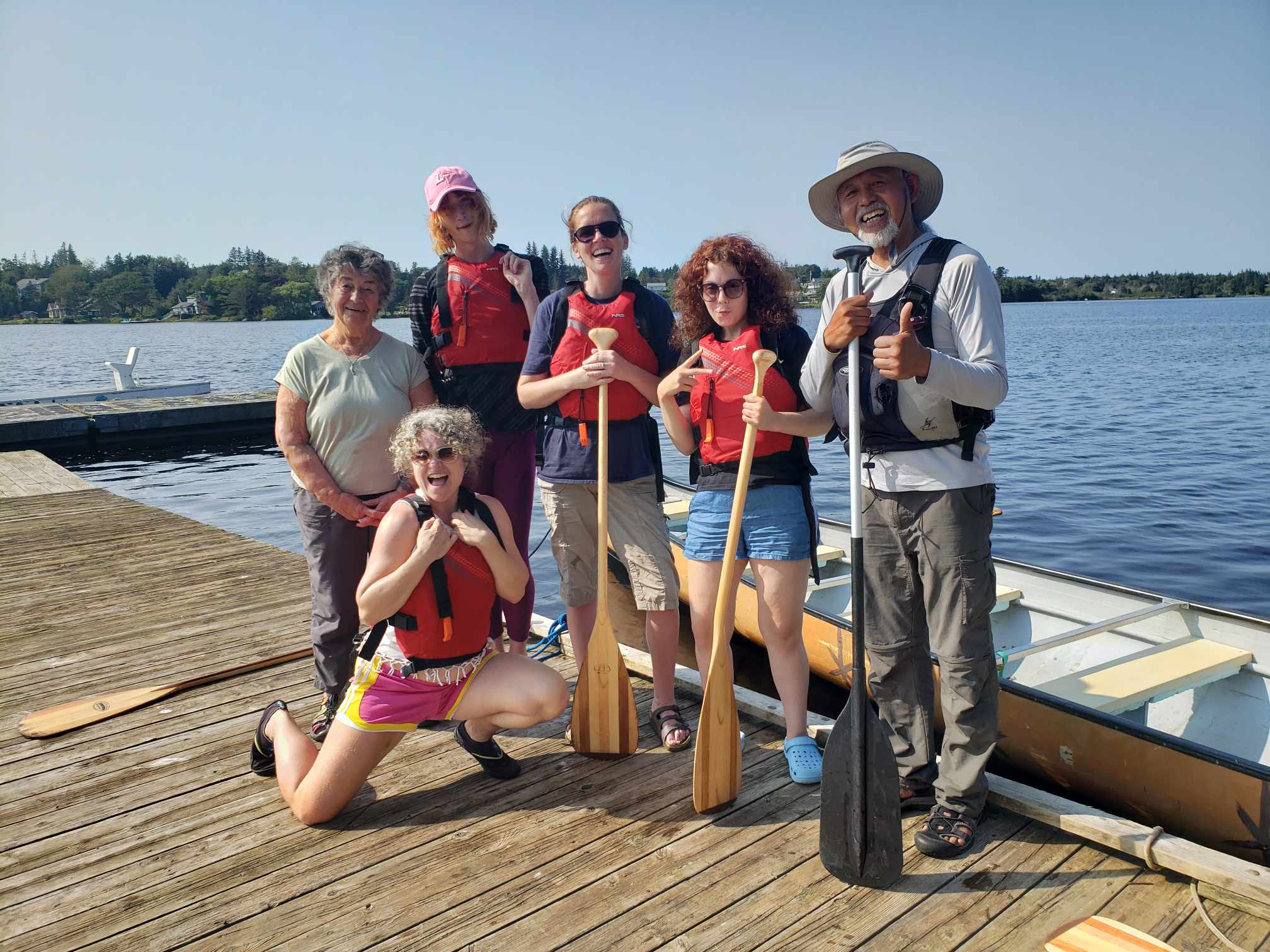Kat Bagnald (second from left) and Shanna Grant (third from left) during a trip to Lake Milo in Yarmouth.