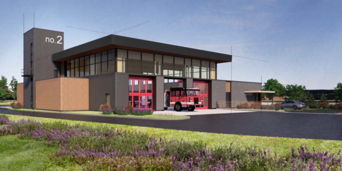 A design of the new fire station No. 2 being built in the north-end of Peterborough, Ont. Construction is expected to be completed in the fall 2024.