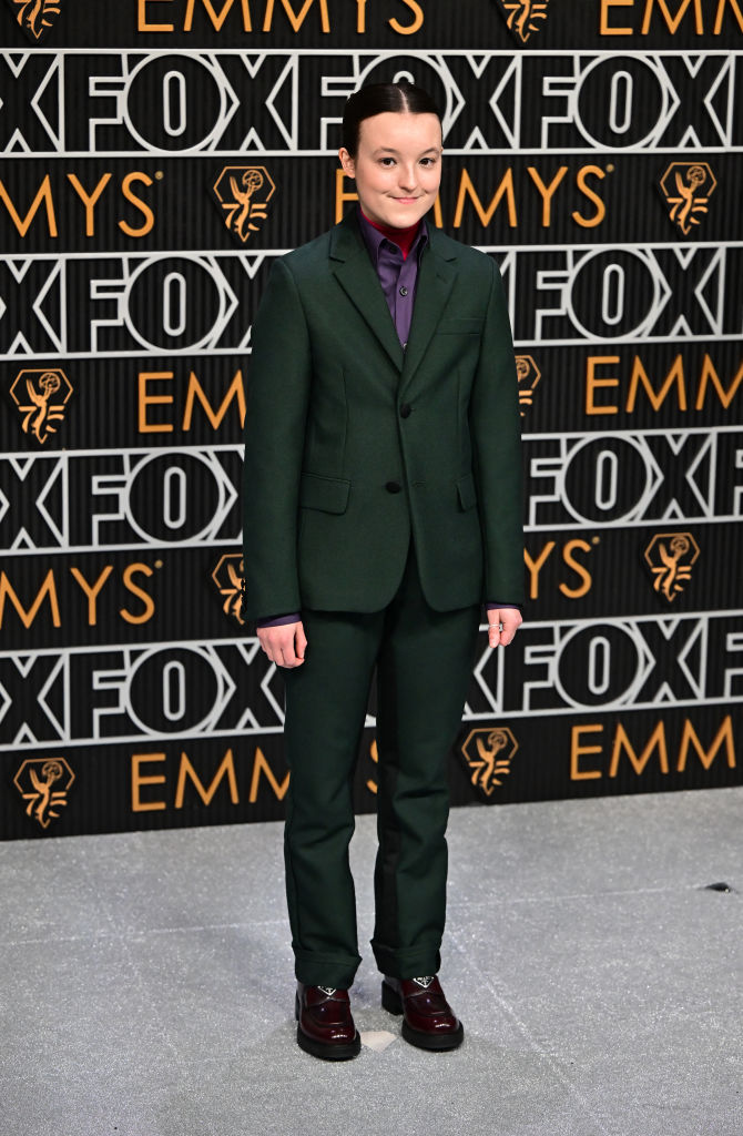 Bella Ramsey arrives for the 75th Emmy Awards at the Peacock Theatre at L.A. Live in Los Angeles on January 15, 2024.