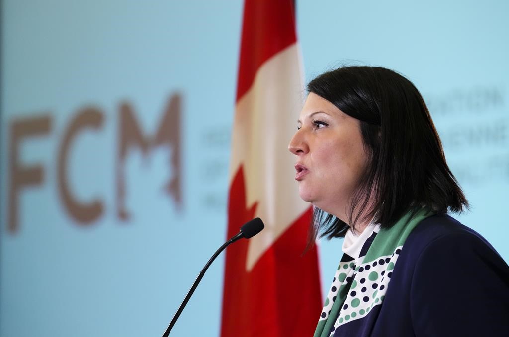 Gatineau Mayor France Belisle takes part in a news conference in Ottawa, on Monday, Dec. 5, 2022. Belisle has resigned her post, citing a difficult climate for municipal politicians in the province. THE CANADIAN PRESS/Sean Kilpatrick.