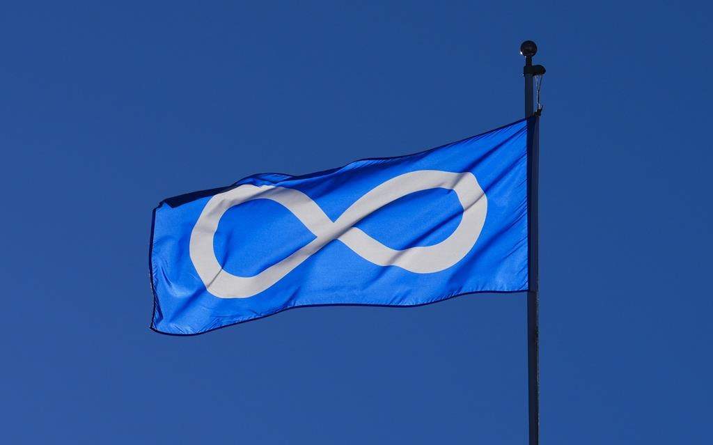 A Métis Nation flag flies in Ottawa on Tuesday, Jan. 31, 2023.