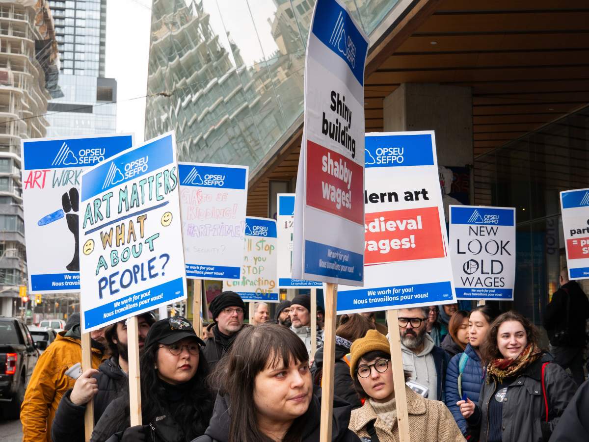 Art Gallery of Ontario workers on strike on Tuesday, March 26, 2024.